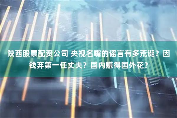 陕西股票配资公司 央视名嘴的谣言有多荒诞？因钱弃第一任丈夫？国内赚得国外花？